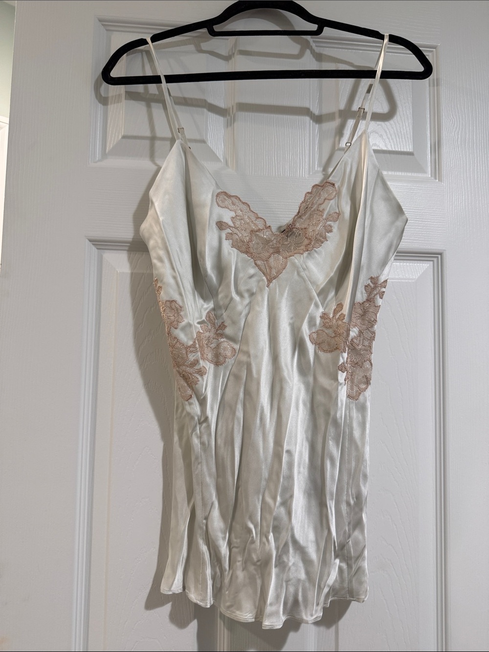 Natori Silk Camisole with Blush Lace Trim
